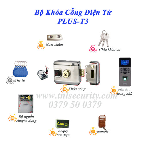 Bộ khóa cổng điện tử PLUS-T3 Bộ khóa cổng điện tử PLUS-T3